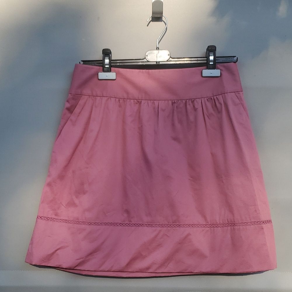 LOFT Mini Skirt Eyelet Trim Size 4 Mauve 100% Cotton